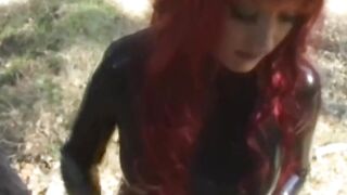 Lesbian Latex Fun: Aradia and Krissy in Outdoor BDSM