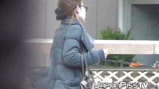 Japanese girls rush to pee before reaching the public restroom