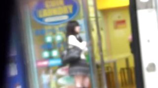 Sweet Japanese schoolgirls urinate near the edge
