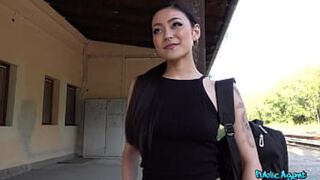 PublicAgent - Perfect Asian Japanese babe Rae Lil Black picked up outdoors in public and fucked on the platform during daytime ending with big cock creampie in her pussy