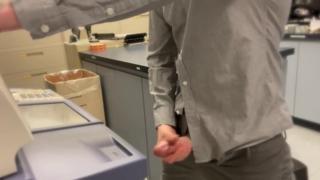 Office sneaking a peek -Secretary giving head, public cumshot