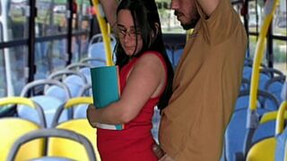 Student humped and fucked inside the bus in public!