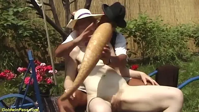 Crazy granny gets wild outdoor bang by young toyboy