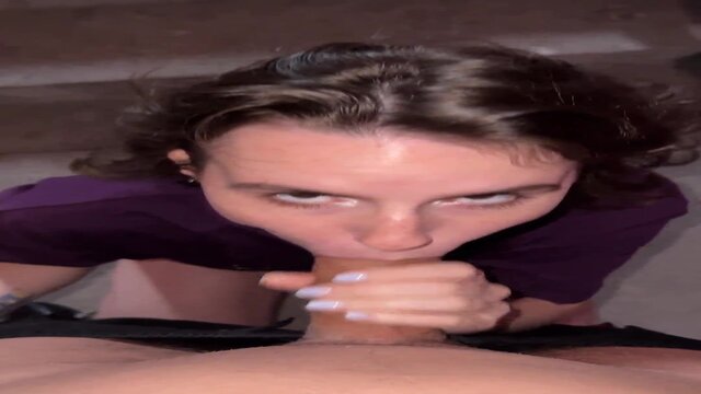 Public staircase BJ with the mistress Darcy Dark