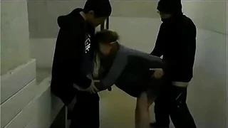 Asian bitch group sex in public toilet