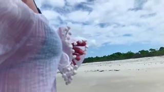 Giant Tits MILF squeezed me at the seaside
