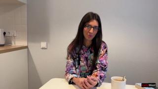 Library girl craves sperm on glasses