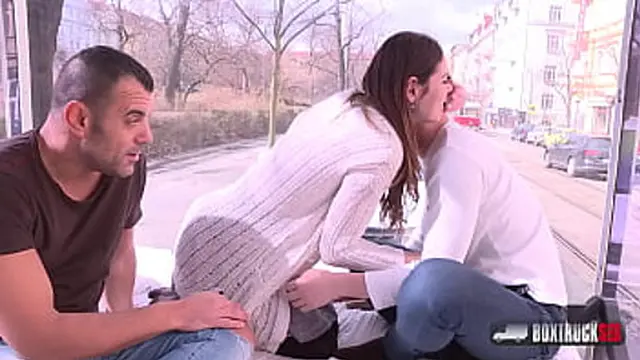 Jessica Bell rides in the truck bed