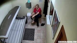 Granny's Hot Wax Session, Baring Her Shiny Smooth Crotch